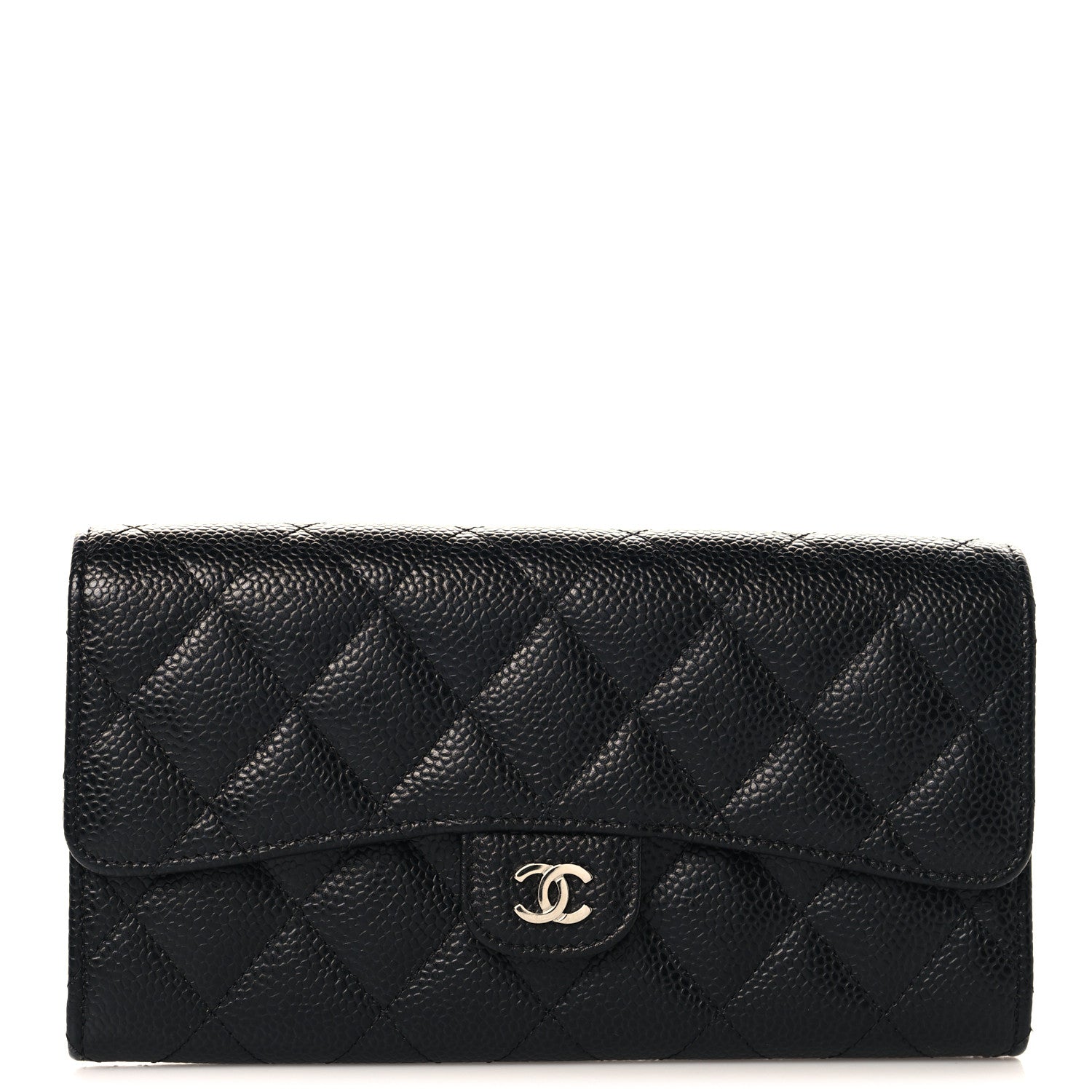 Chanel Caviar Quilted Large Gusset Flap Wallet Black