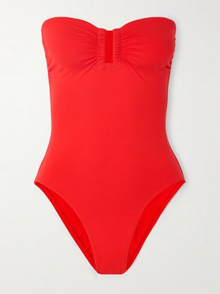 Strapless Red Bandeau Swimsuit