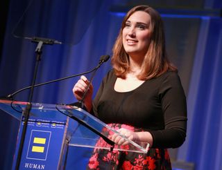 Sarah McBride, National Press Secretary for the HRC Foundation, speaks onstage at The Human Rights Campaign 2018