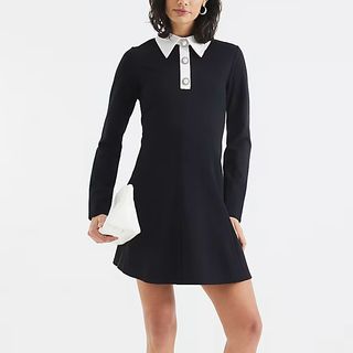 River Island Black Long Sleeve Collared Button Mini Dress