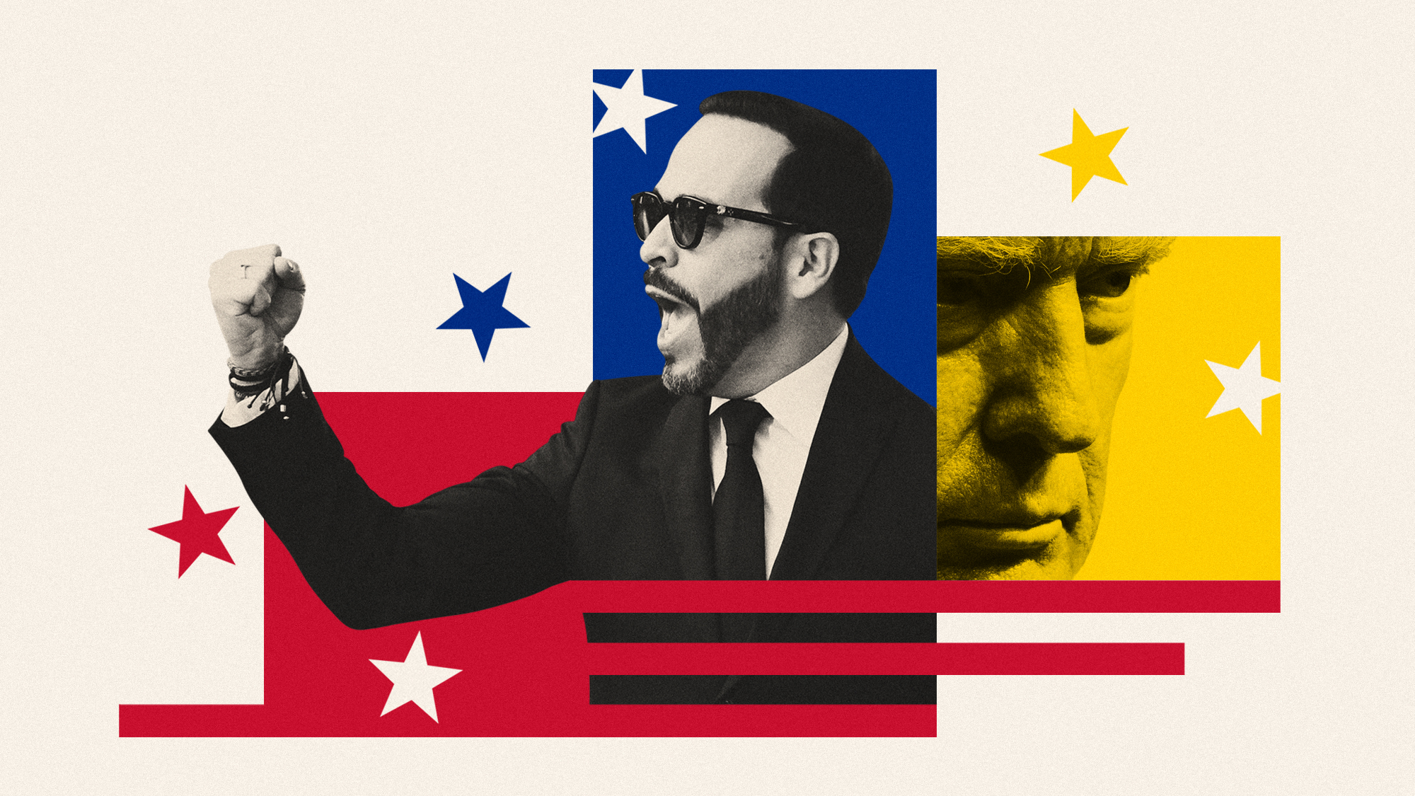 Photo collage illustration of Abelardo de la Espriella and Donald Trump