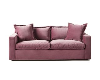 A pink velvet queen sleeper sofa