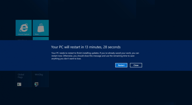 windows update restart image warning