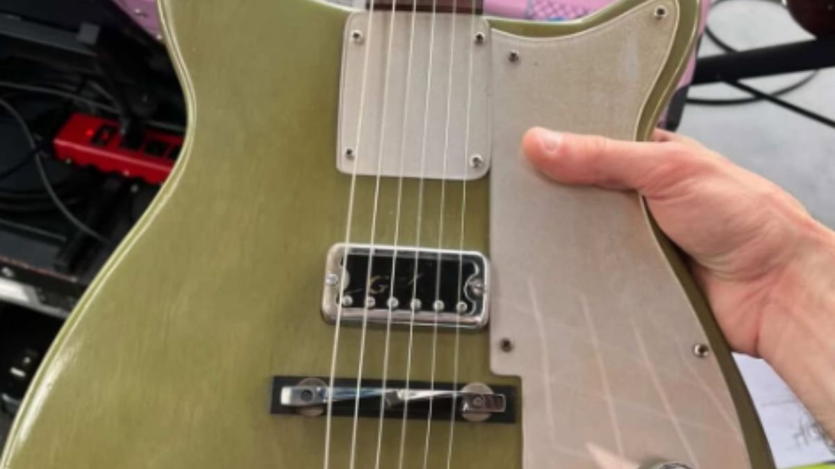 A Fink bridge for Mason Stoops' modded Gretsch Corvette, stolen in LA, April 2026