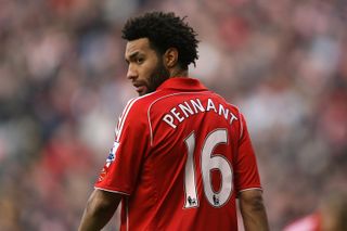 Jermaine Pennant of Liverpool looks on during the Premier League match against Newcastle United at Anfield in Liverpool, England, March 2008.