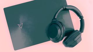 An Asus laptop and Sony wireless headphones.