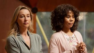 nine perfect strangers “random acts of mayhem” episode 101 promised total transformation, nine very different people arrive at tranquillum house, a secluded retreat run by the mysterious wellness guru masha heather asher keddie and carmel regina hall, shown photo by vince valituttihulu