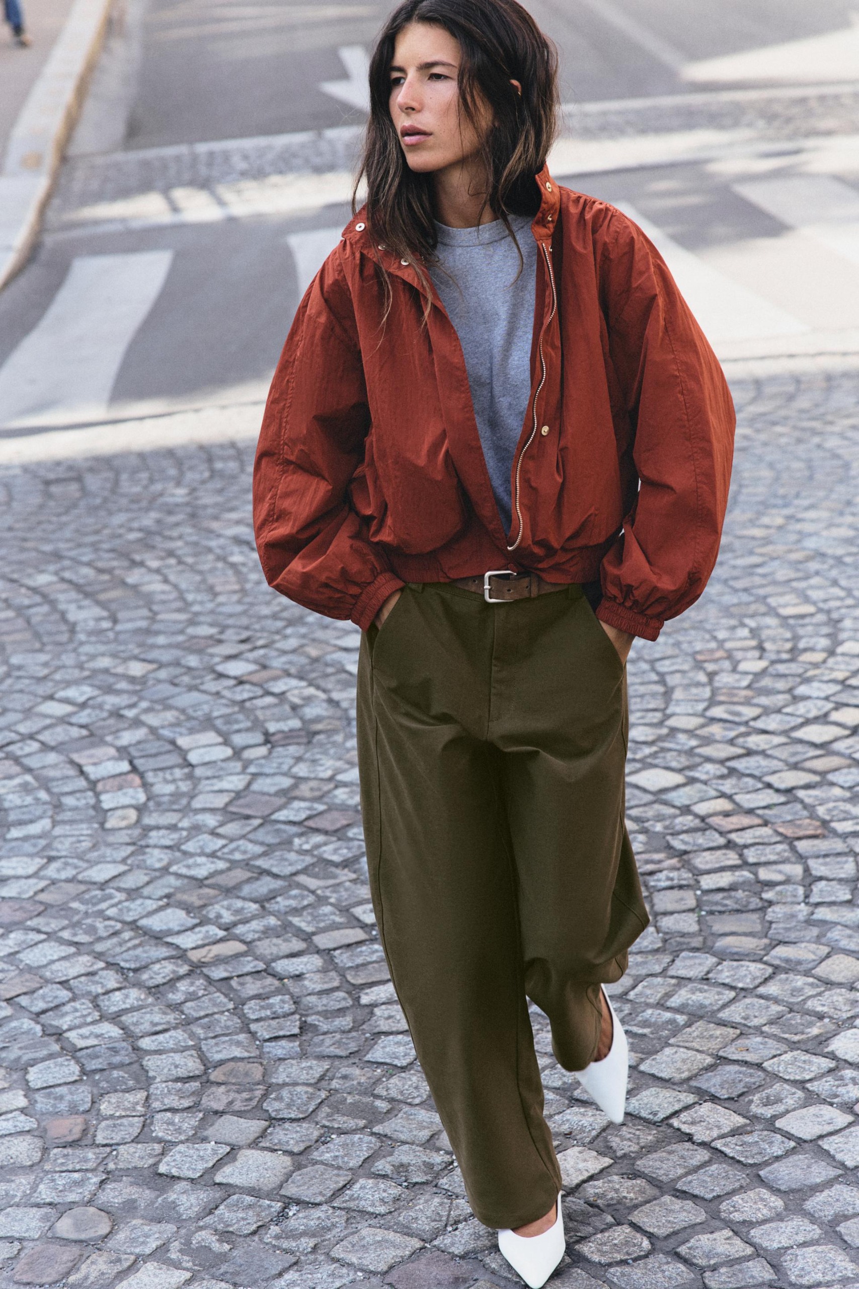 High Neck Bomber Jacket - Brick - Xs