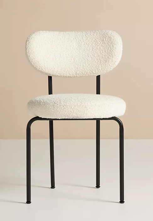 Boucle dining chair.