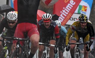 Owain Doull finishes, Tour de Normandie 2015, stage one
