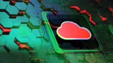 A red digital cloud on a circuitboard