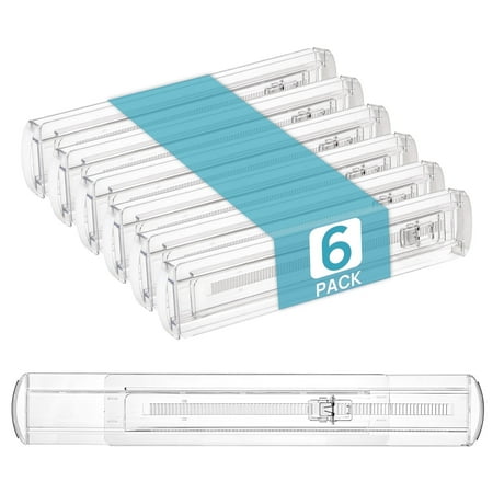 Vtopmart 6 Pack Drawer Dividers for Kitchen, Adjustable 2.3" High Expandable From 12.9"-21.4" Drawer Organizer