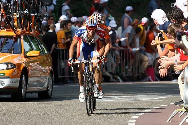Arnaud Coyot (Cofidis) with Aitor Hernandez in tow