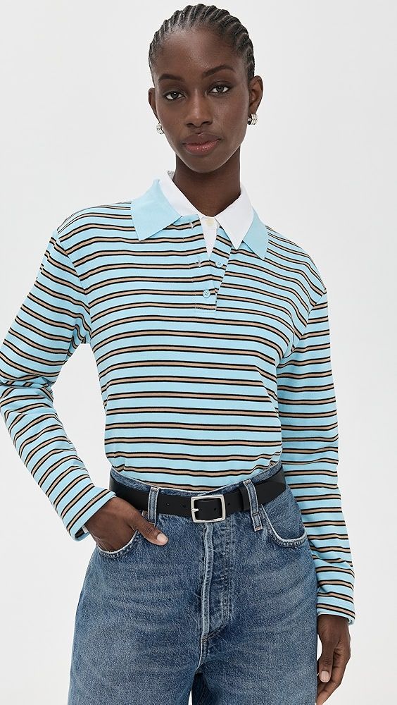 English Factory Stripe Collar Sweatshirt