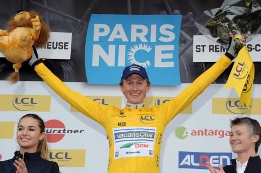 Gustav Erik Larsson (Vacansoleil-DCM Pro Cycling) becomes the first leader at the 2012 Paris-Nice