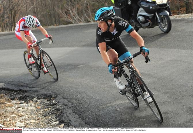 Team Sky's Richie Porte climbs towards the yellow jersey in 2013