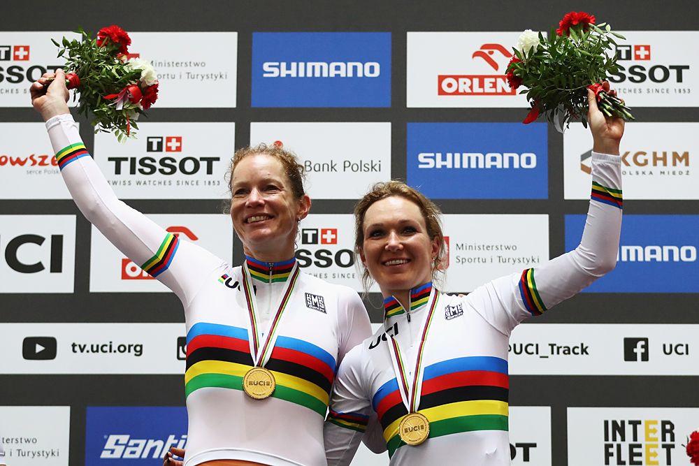 Kirsten Wild and Amy Pieters win the women's Madison at Track World Championships