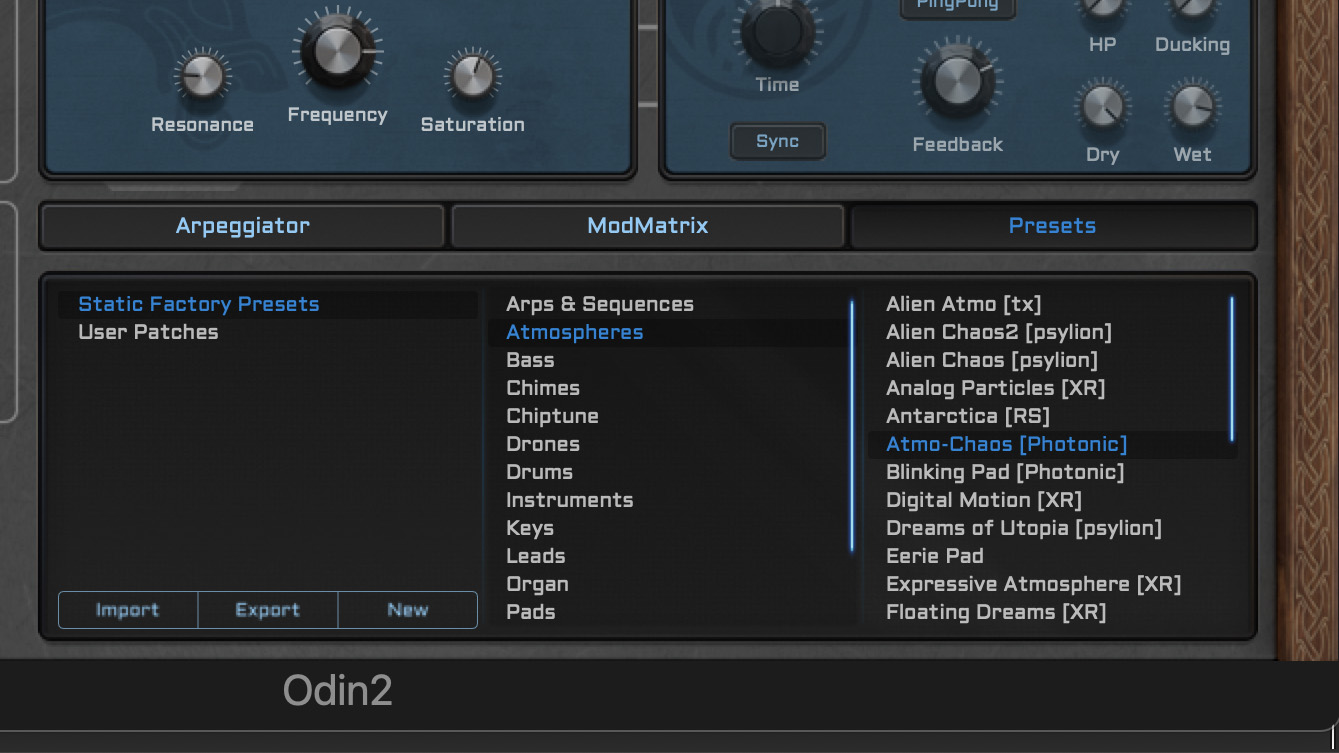 Odin 2's preset menu