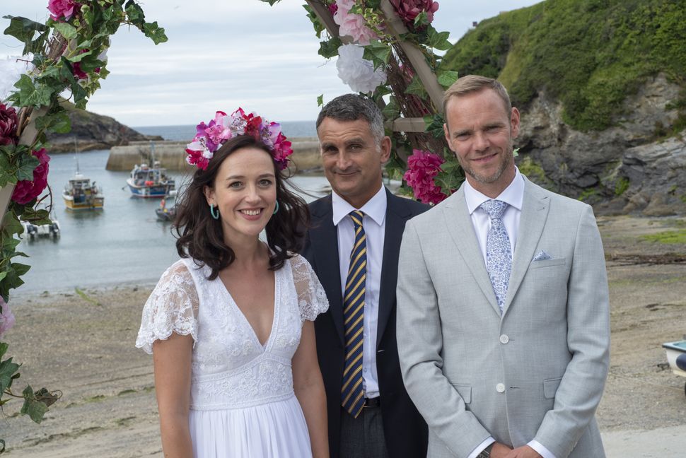 Morwenna and Al on their big day in Doc Martin. 