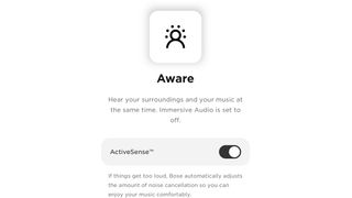 Aware sound setting in the Bose Music app