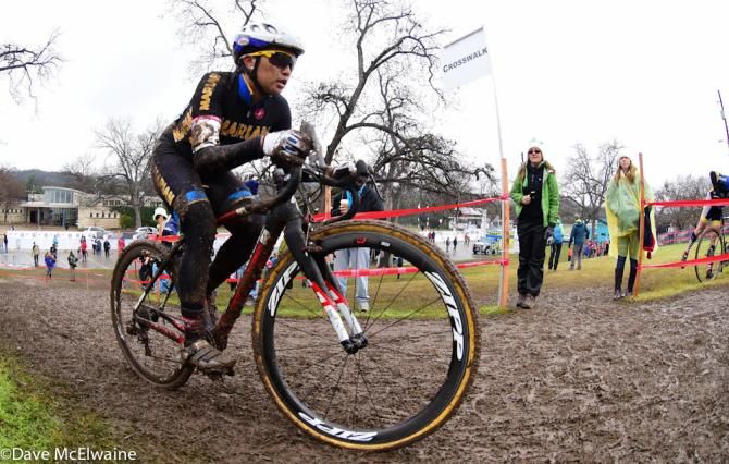 Women's collegiate racing at USA Cycling Cyclo-cross National Championships in Austin, Texas.