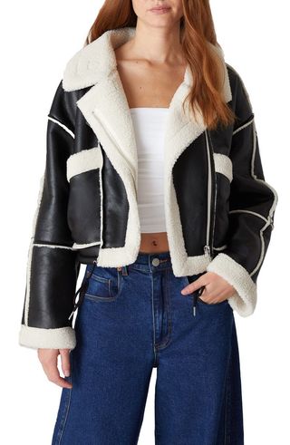 Faux Shearling Moto Jacket