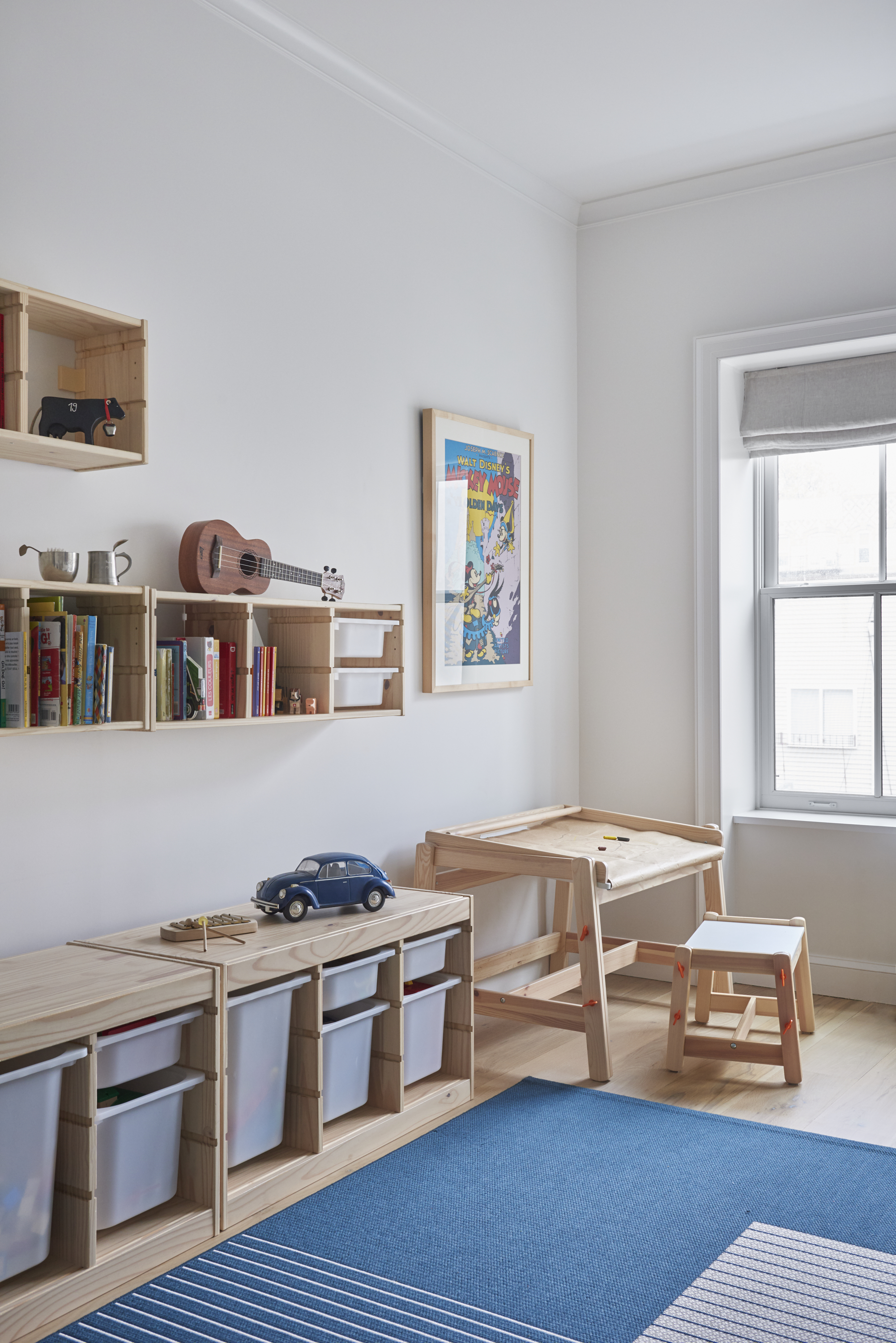 A nursery with storage baskets