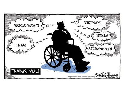 Editorial cartoon Veterans Day remember