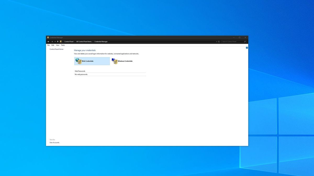 credential manager control panel