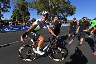 Lars Bak (Dimension Data) looks for a cold drink at the end of the 2019 Down Under Classic