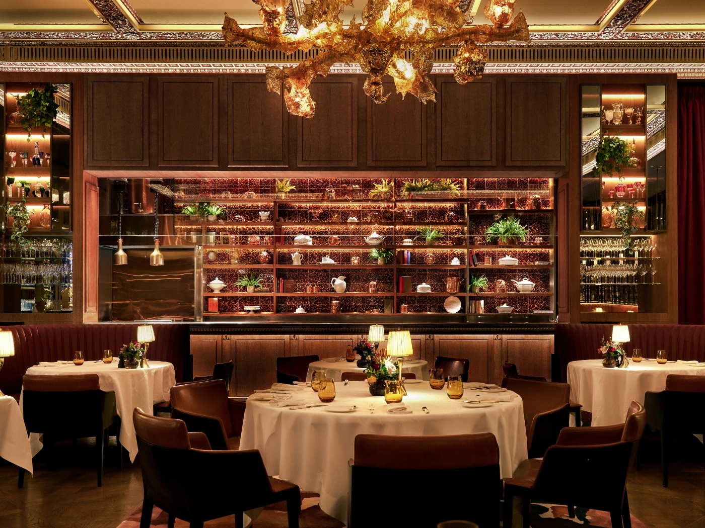 View of the restaurant area of The Grill restaurant at The Dorchester Hotel