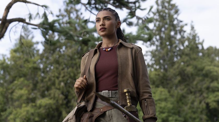 Dior Goodjohn as Clarisse standing in a forest in Percy Jackson Season 2