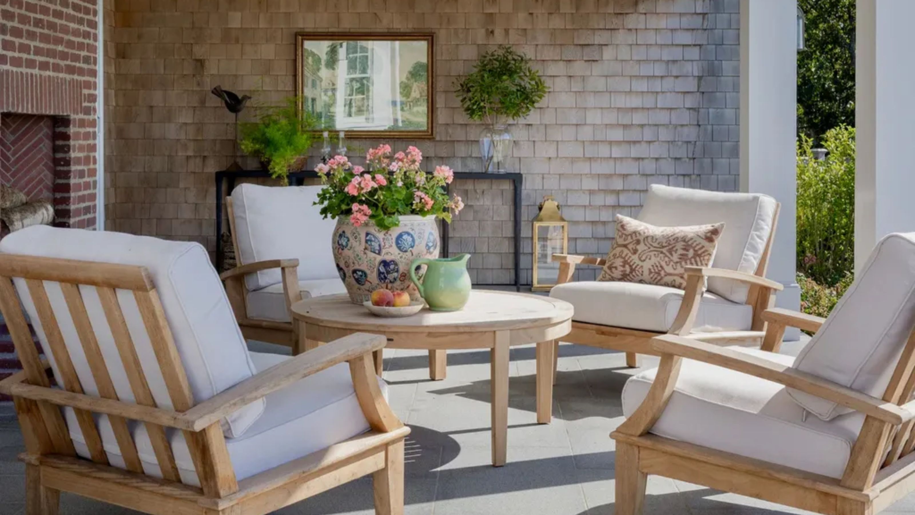 Outdoor seating area on back porch