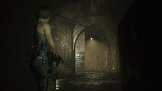 Jill Valentine in the sewers in Resident Evil 3 remake