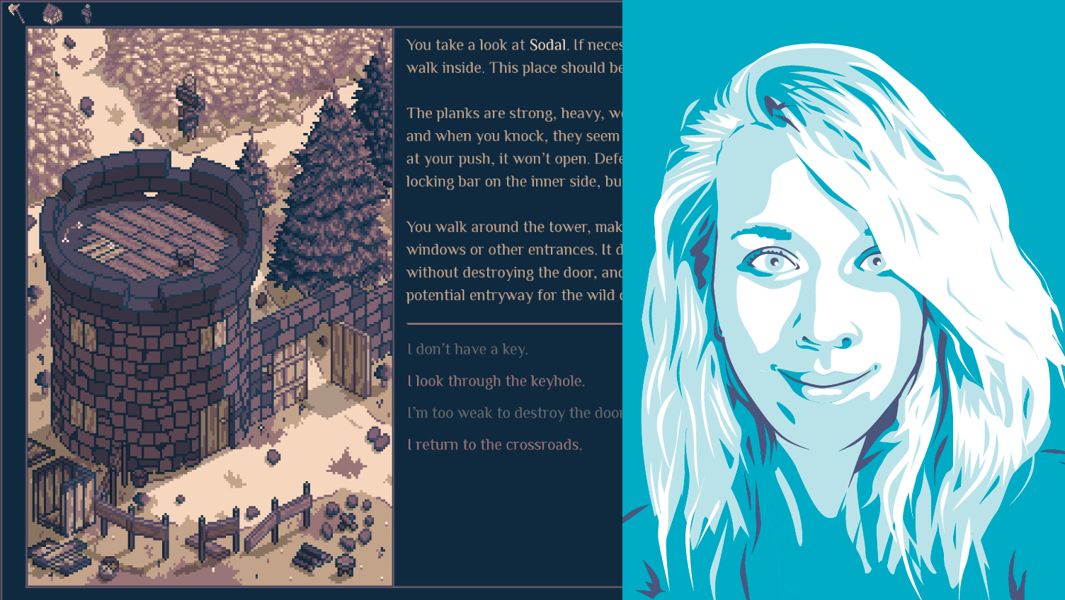 Roadwarden composite with headshot of PC Gamer writer Lauren Morton
