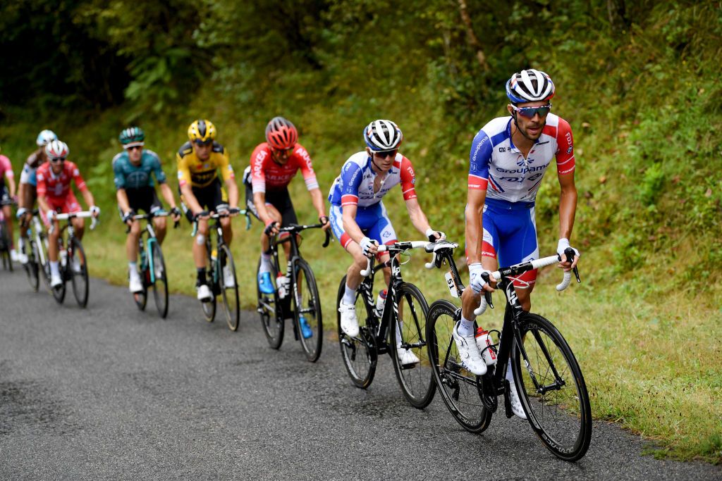 Thibaut Pinot worked early to help his teammates in the break
