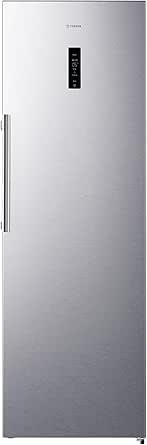 A silver fridge