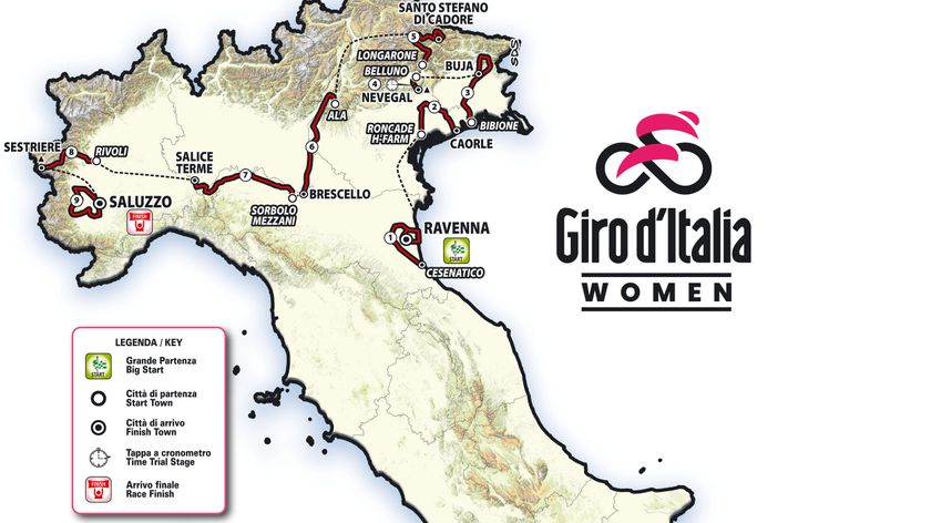 A map of Italy with the 2026 Giro d&#039;Italia Women stages plotted on it