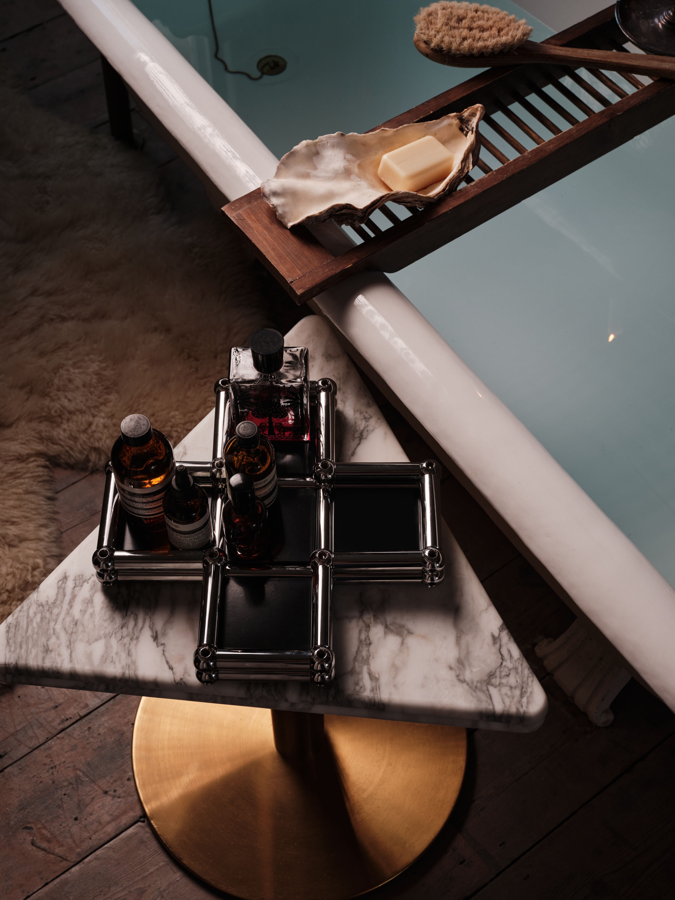 A series of shots depicting a festive Christmas tree, flowers, candles, and accessories setup.