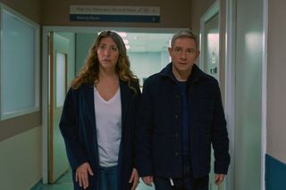 Pictured: (l-r) Daisy Haggard as Ally, Martin Freeman as Paul in FX’s Breeders