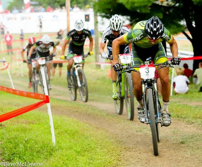Kerry Werner (BMC) leading a group up the ski slope