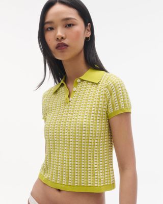 Gingham Shrunken Polo - Citrine/cream