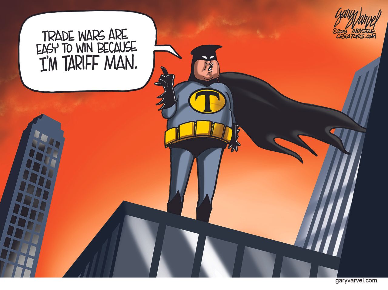 World Trump trade wars tariff man