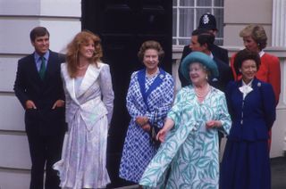 Prince Andrew Duke of York, the Duchess of York Sarah Ferguson, Queen Elizabeth II, The Queen Mother, Prince Charles, Princess Margaret and Princess Diana