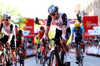 TARRAGONA SPAIN AUGUST 29 Jay Vine of Australia and UAE Team Emirates crosses the finish line during the 78th Tour of Spain 2023 Stage 4 a 1846km stage from Andorra la Vella to Tarragona UCIWT on August 29 2023 in Tarragona Spain Photo by Alexander HassensteinGetty Images