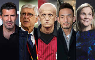 Five of IFAB's decision-makers (L-R): Luis Figo, Arsene Wenger, Pierluigi Collina, Hidetoshi Nakata and Jill Ellis