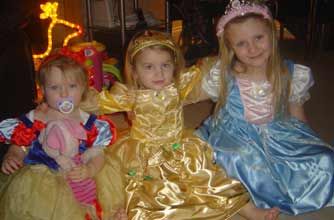 Ruby, Violet and Charlotte in their princess outfits