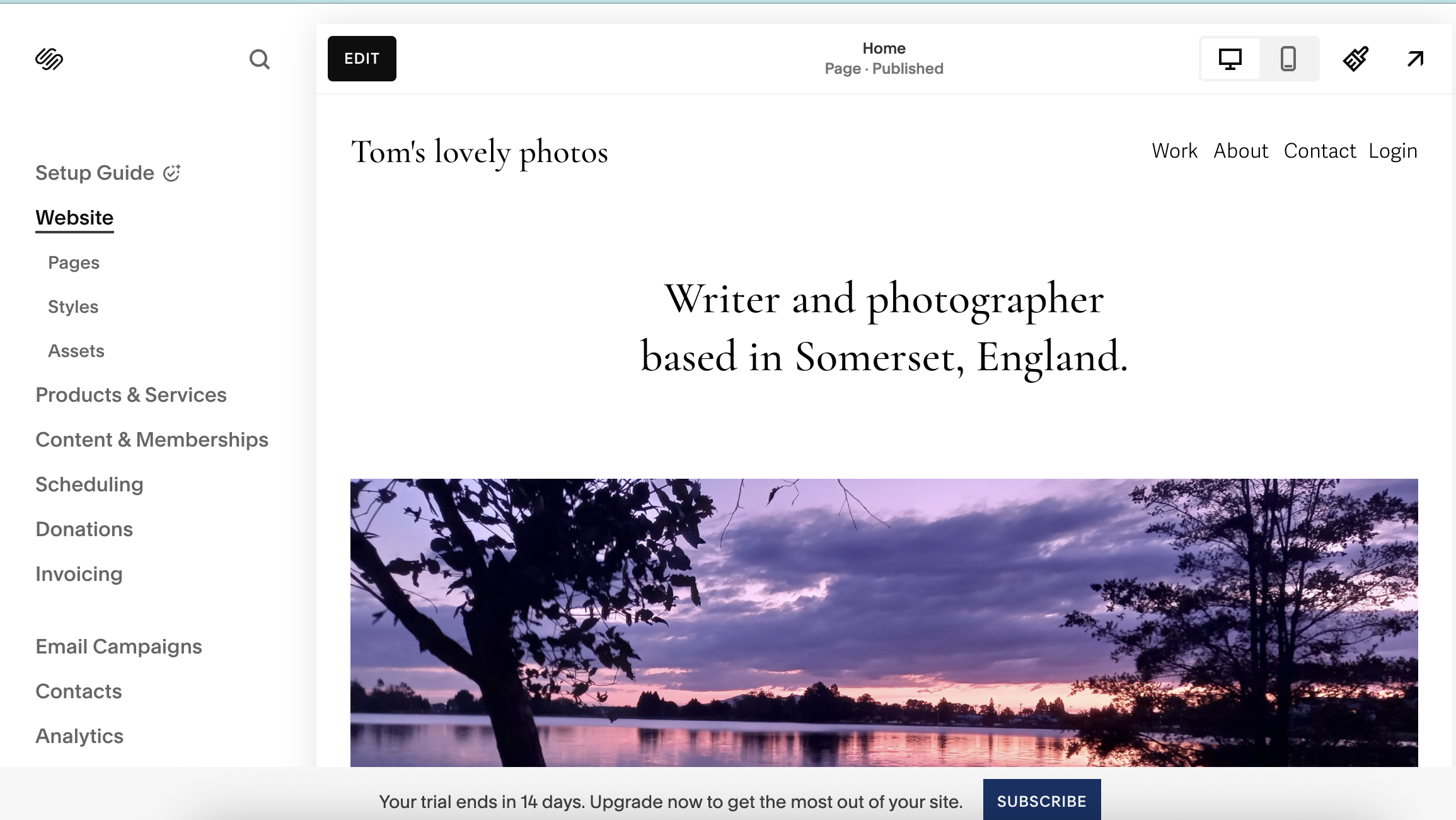 Screengrab showing images being updated in Squarespace interface