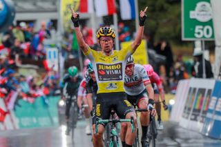 Primoz Roglic (Jumbo-Visma) claims his second stage win at the 2019 Tour de Romandie.