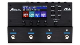 An image showing the top of the Fractal Audio VP4 pedalboard